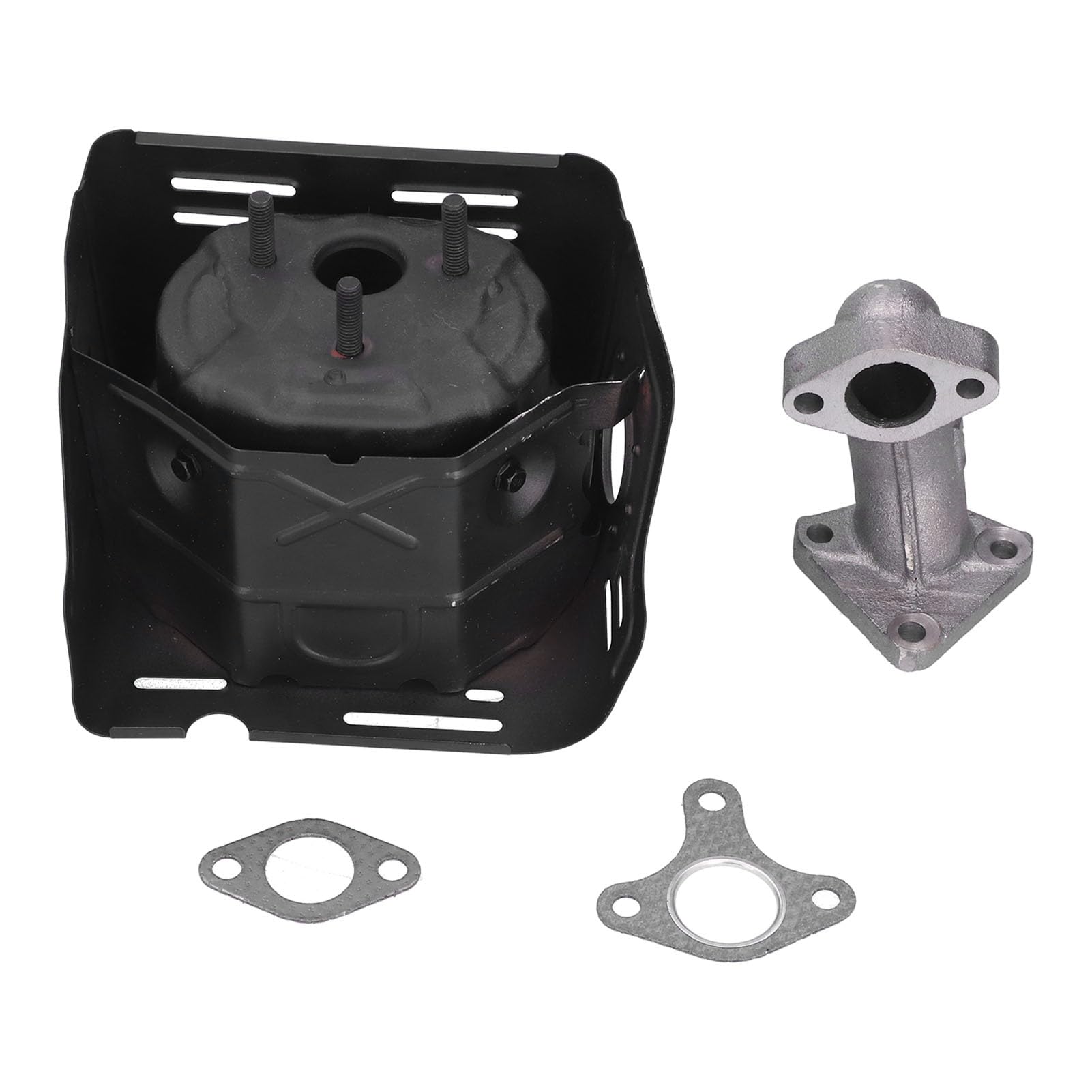 Set di silenziatori di scarico in ferro durevole per motore GX240 GX270, con guarnizione, tubo di aspirazione per ridurre il rumore