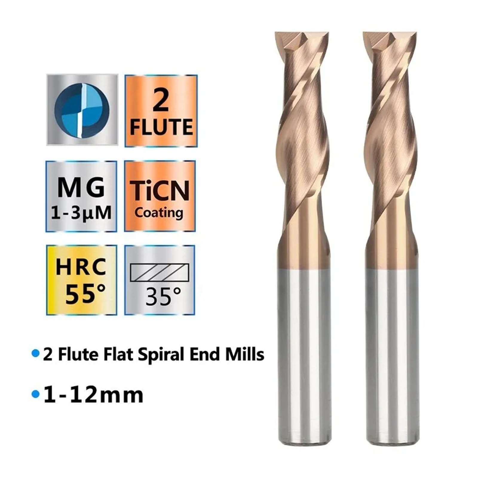 Fresa de 1-12mm, fresa de extremo de carburo de dos canales, fresa de extremo plano recubierta de TiCN, máquina CNC, broca de fresado, herramientas de corte CNC(D12xD12x60x150L)