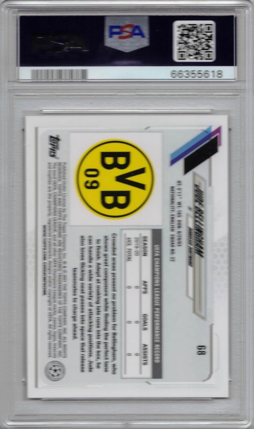 2020-21 Topps Chrome UCL Soccer #68 Jude Bellingham Rookie Card Graded PSA 10 Gem Mint