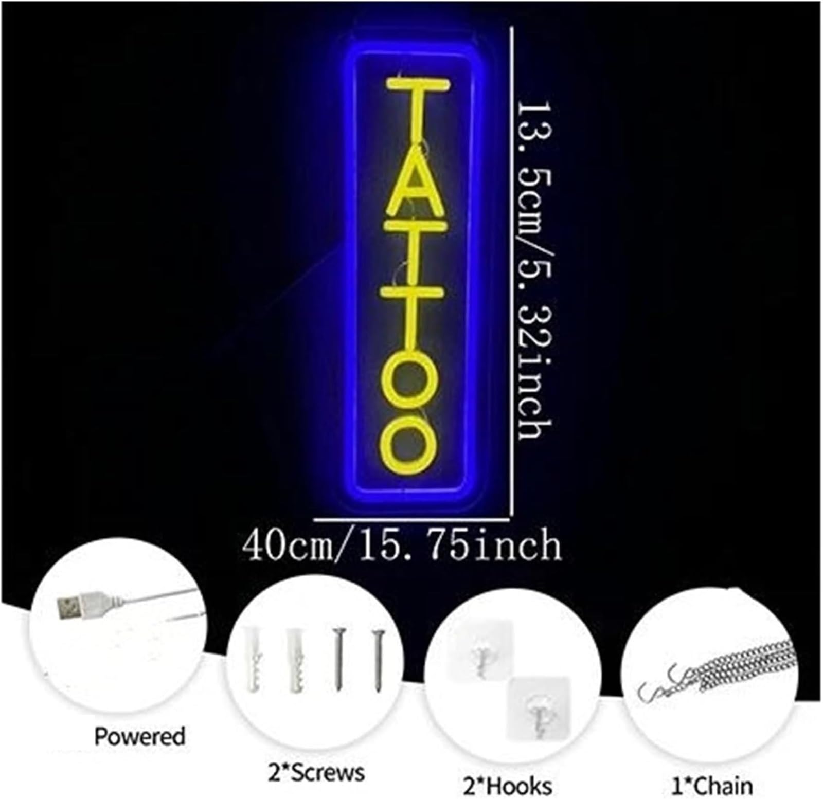 Señal de luz de neón Letrero Luminoso de neón con diseño Tatuajes, Regulable y Ambiente Relajante para Estudios(A)