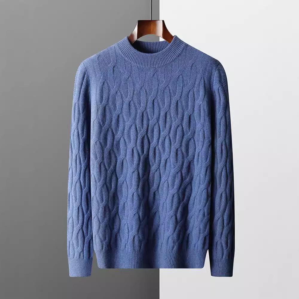 Maglioni per Uomo Autunno e Inverno Nuovi Uomini Mezzo Dolcevita Maglione di Lana Ispessita Pullover Tinta Unita Casual Plus Size Lavorato a Maglia Intrecciato Maglioni Moda Uomo
