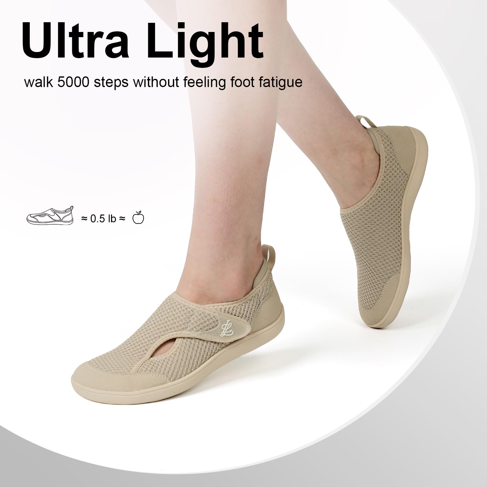 LeIsfIt Womens Wide Diabetic Shoes Adjustable Barefoot Walking Shoes Breathable Zero Drop Sneakers for Wide Width Arthritis Edema Feet