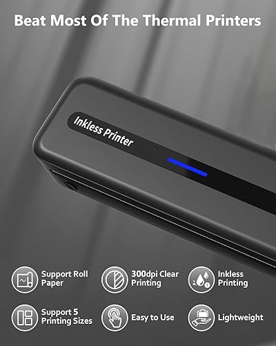 Miniatura 7 de Itari M832 Impresora portátil inalámbrica para viajes - Impresora Bluetooth de 300 ppp para teléfono Android e iOS, tableta, laptop, impresora