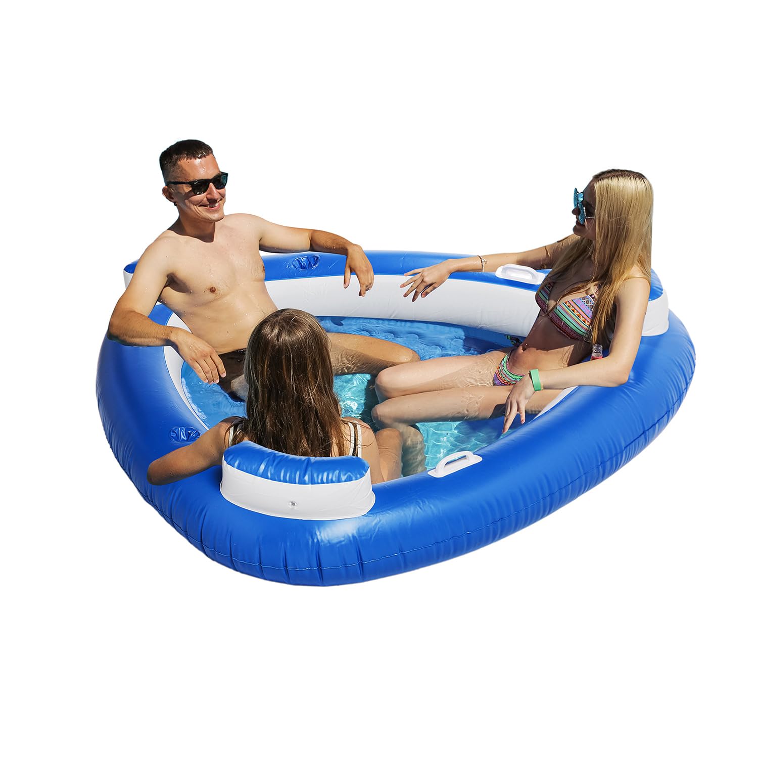 Zento DealsInflatable Floating Island Pool Float-Multi-Person Relaxation Lounger with Cupholders for Ultimate Comfort in Pool, River, Beach, and Lake-Tanning Float, Big Floatie for Adults and Kids