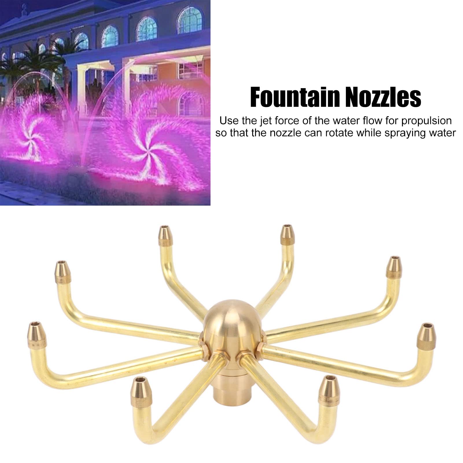 Ugello Fontana Rotante In Ottone - Girevole 45 Gradi Per Giardino