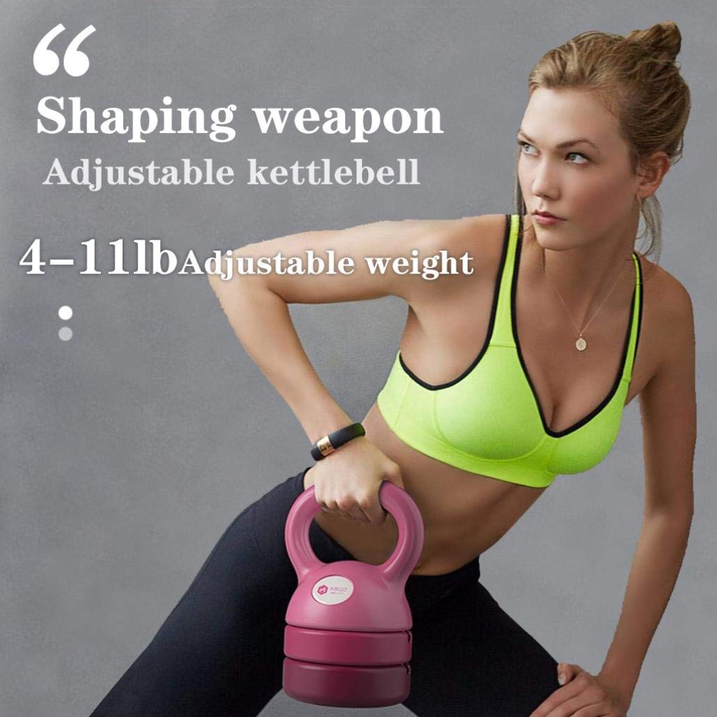 Adjustable Detachable Kettlebell, 5 lbs-8 lbs-9 lbs-11 lbs Kettle Bells Set, Home Gym, Fitness, Exercise, Weight Training (Pink)