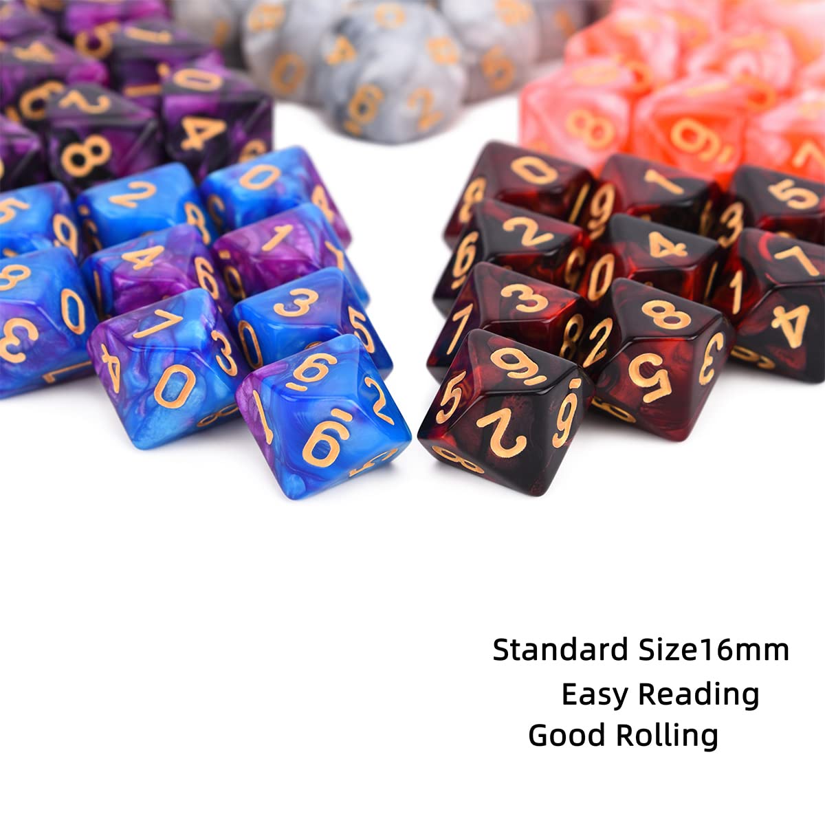 Würfel 50 Stcs D10 -Sieben Polyedrische Würfel Mit Kordelbeutel Für Tabletop Rpg World Ofkness Vampire Würfel Set/G