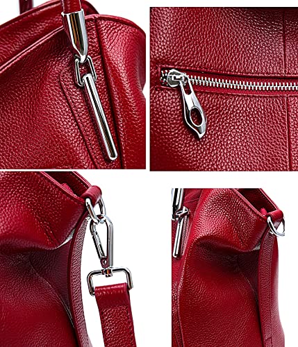 Image of HESHE Leather Shoulder Purses for Women Tote Handbags Satchel Hobo Handbag | Designer Genuine Leather Travel Top Handle Work Bag Ladies Crossbody Purses Adjustable Straps Large Capacity Zippered Closure