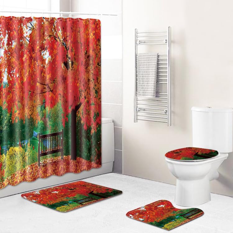 Alfombra baño paisajes set de tres piezas con absorción rápida de agua