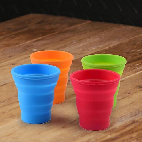 Miniatura 5 de HomeSoGood 4 vasos plegables, taza plegable de silicona, reutilizable portátil para acampar, taza de agua telescópica de viaje