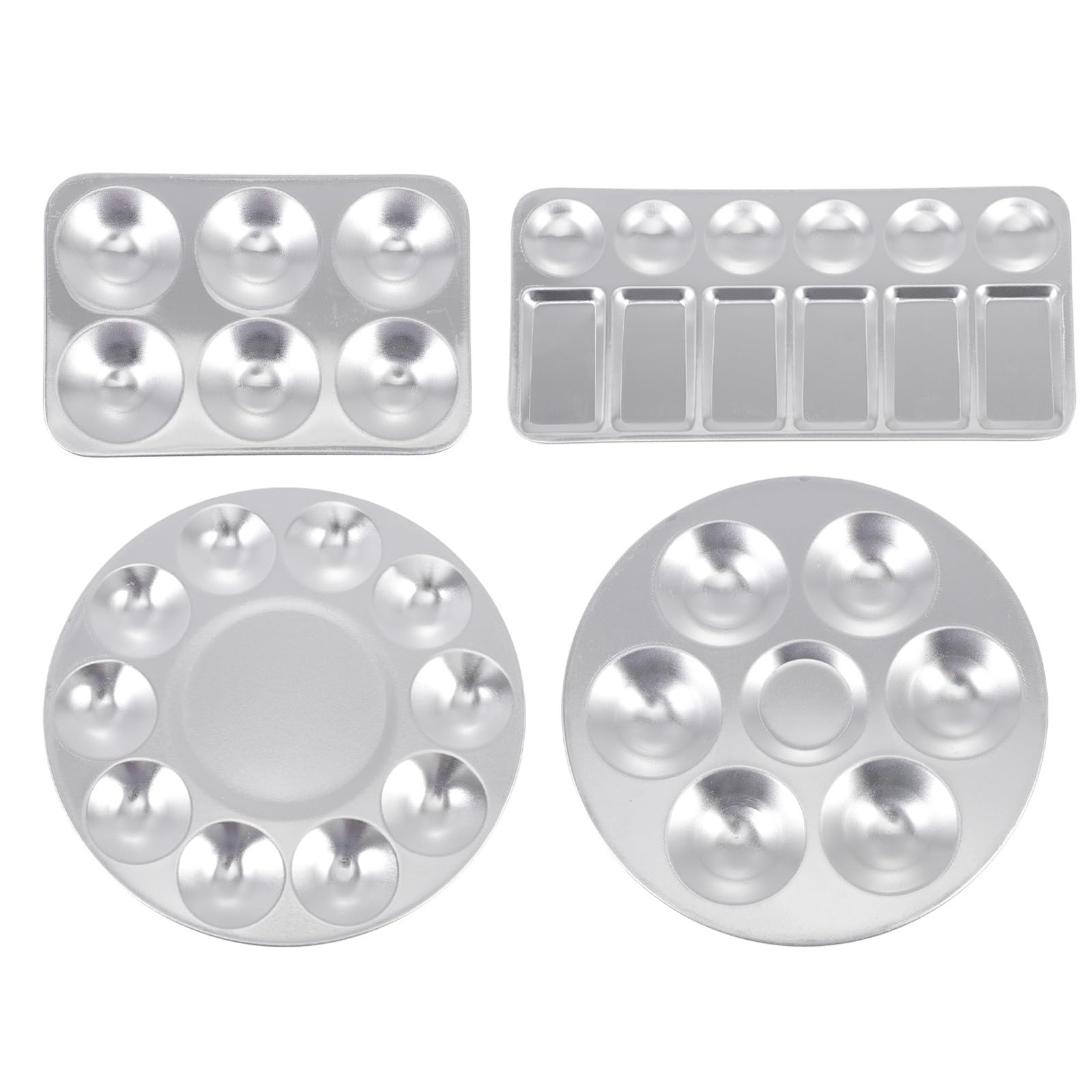 Paleta de aluminio de fácil limpieza para mezclar colores sin manchas pack de 4 bandejas