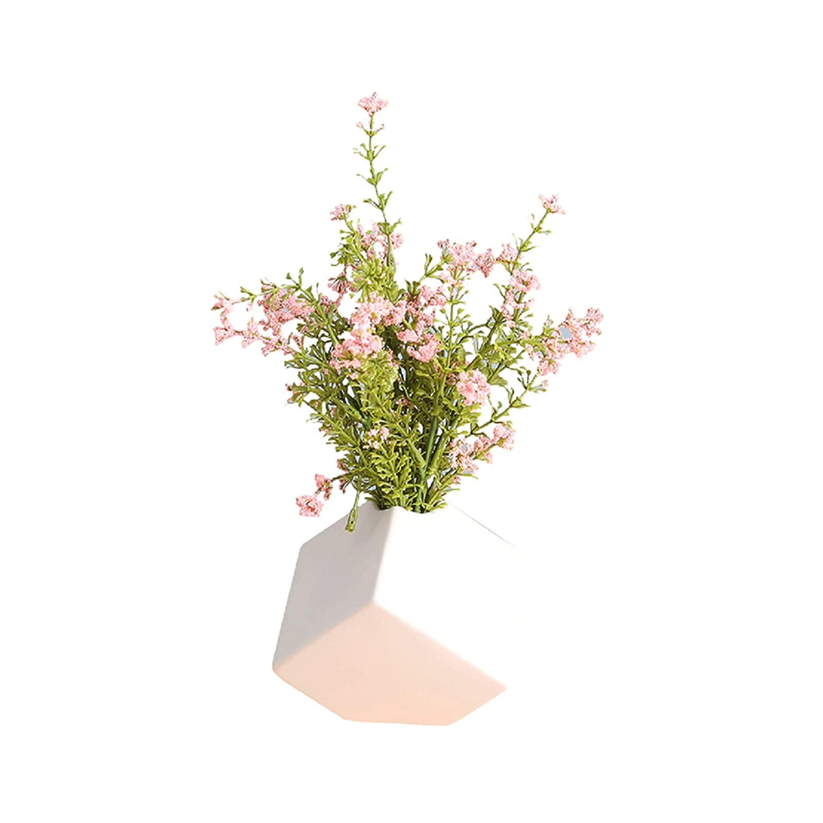 bouquet fiori artificiali Fiore artificiale con vaso bianco, 11.02 pollici Pianta di lavanda artificiale rosa, foglie di seta faux per arredamento per la casa (interno / esterno) pianta artificiale