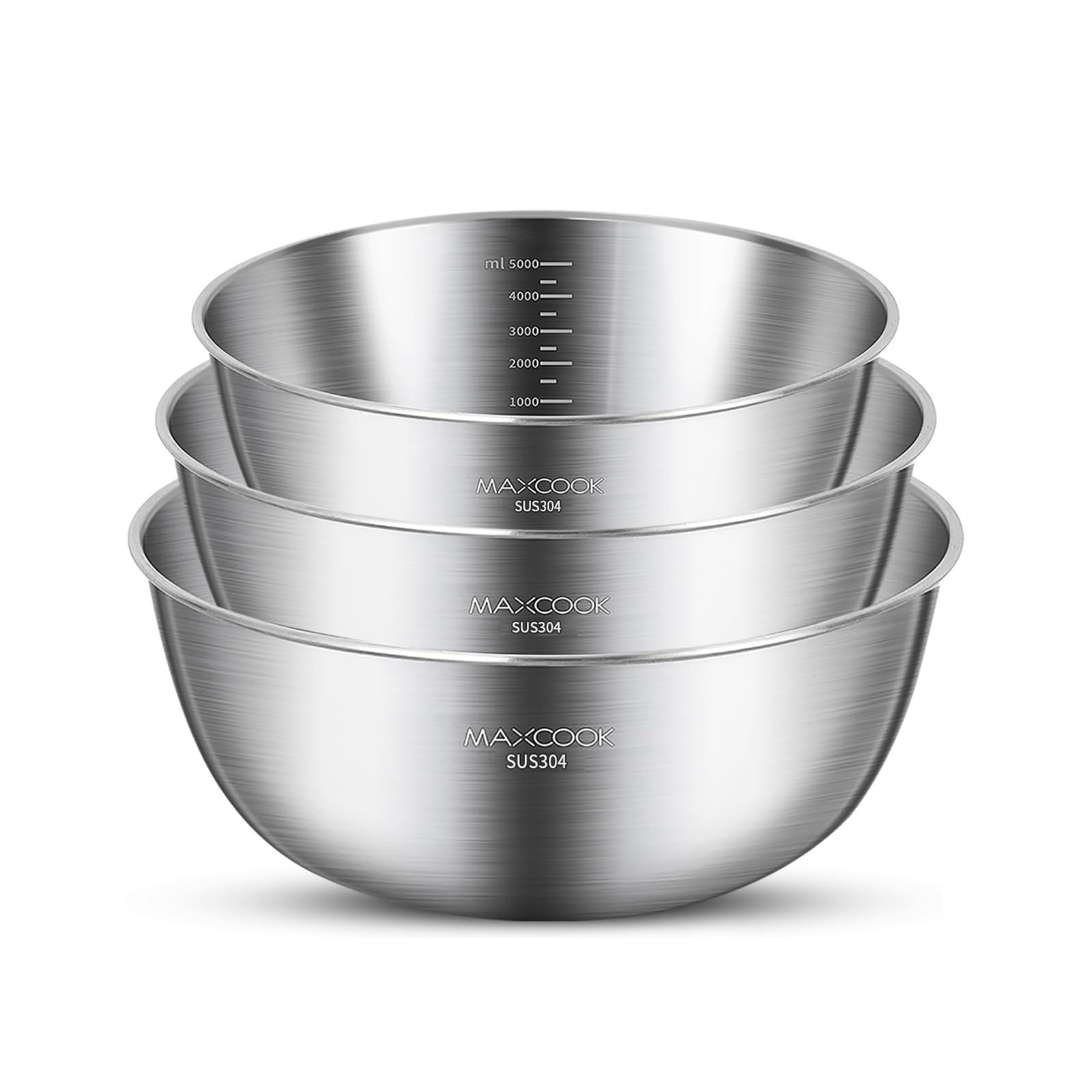 Bols en acier inoxydable par 3 de 0,74L à 1,9L saladiers de cuisine