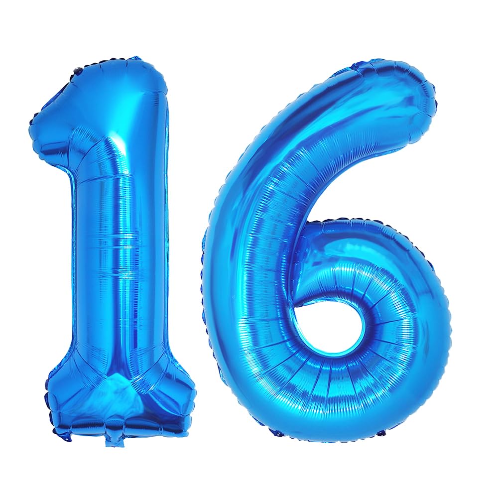 Foil Globo Número 5 Azul 40" (101cm), Inflable Helio o aire, Gigante Numeros 0-9, 10-19, 20-29, 30-100, Grande Globos Decoración para La Boda Aniversario y Cumpleaños Fiestas — view 97
