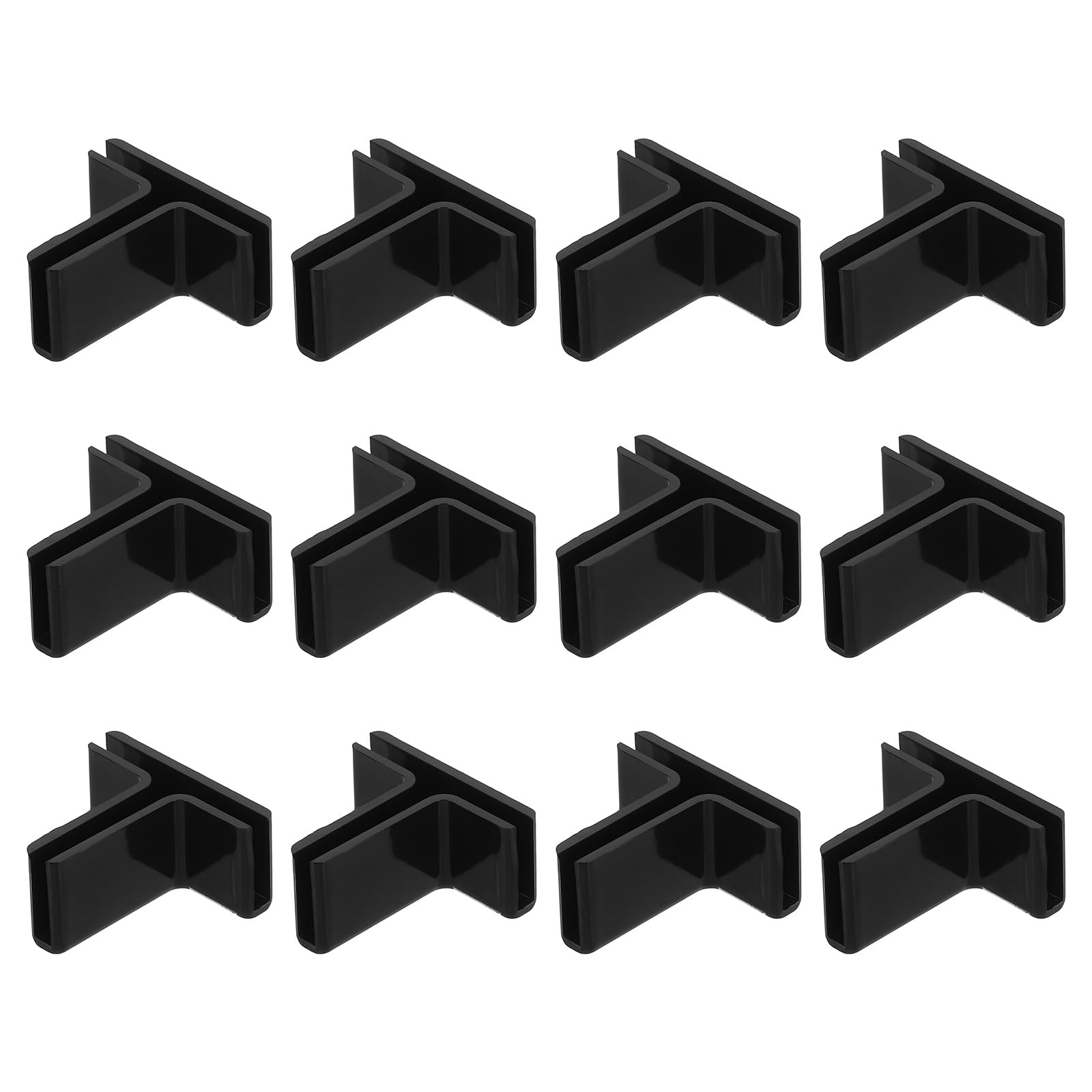 uxcell 12Pcs Plastic Glass Connector, Suitable for 3mm Thick t Shaped Glass to Glass Clamp, Fixing Bracket Rimless Clip Holder for Aquarium Fish Tank