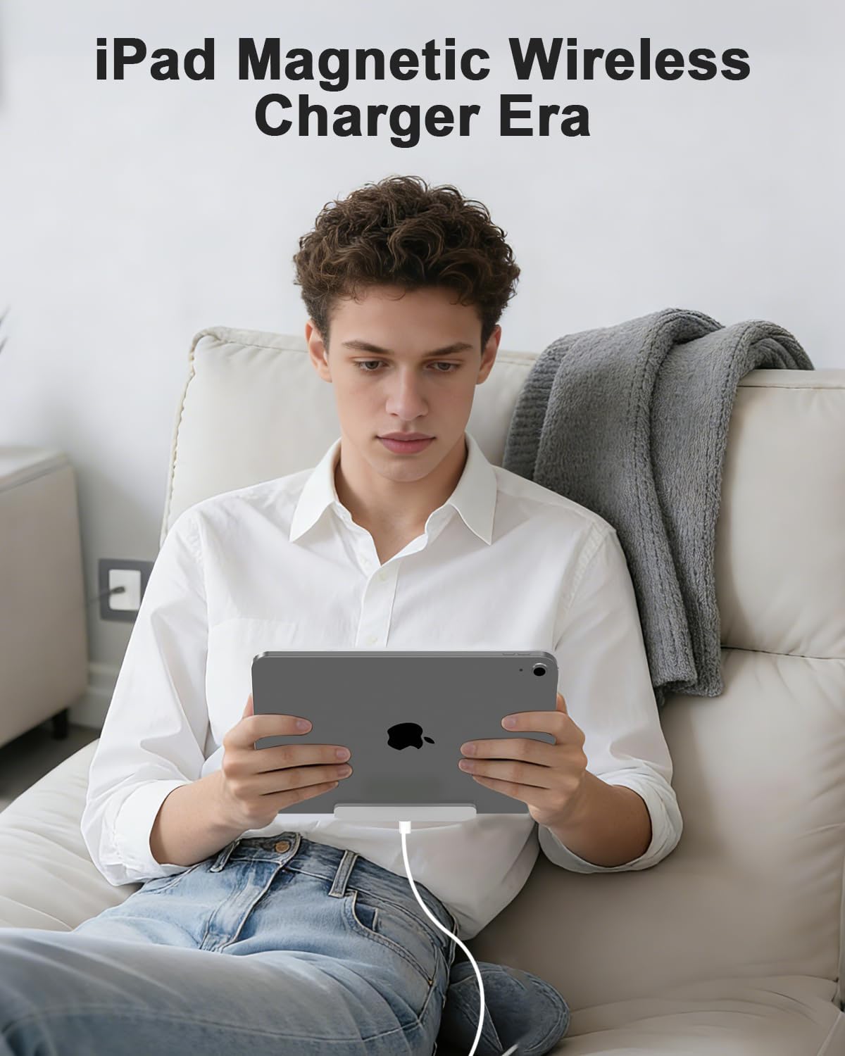 Magnetic Wireless Charger for iPad 10th Generation, iPad (A16) Only, 18W Fast Charging Smart Connector Alloy Wireless Charging Pad with USB-C Cord Cable