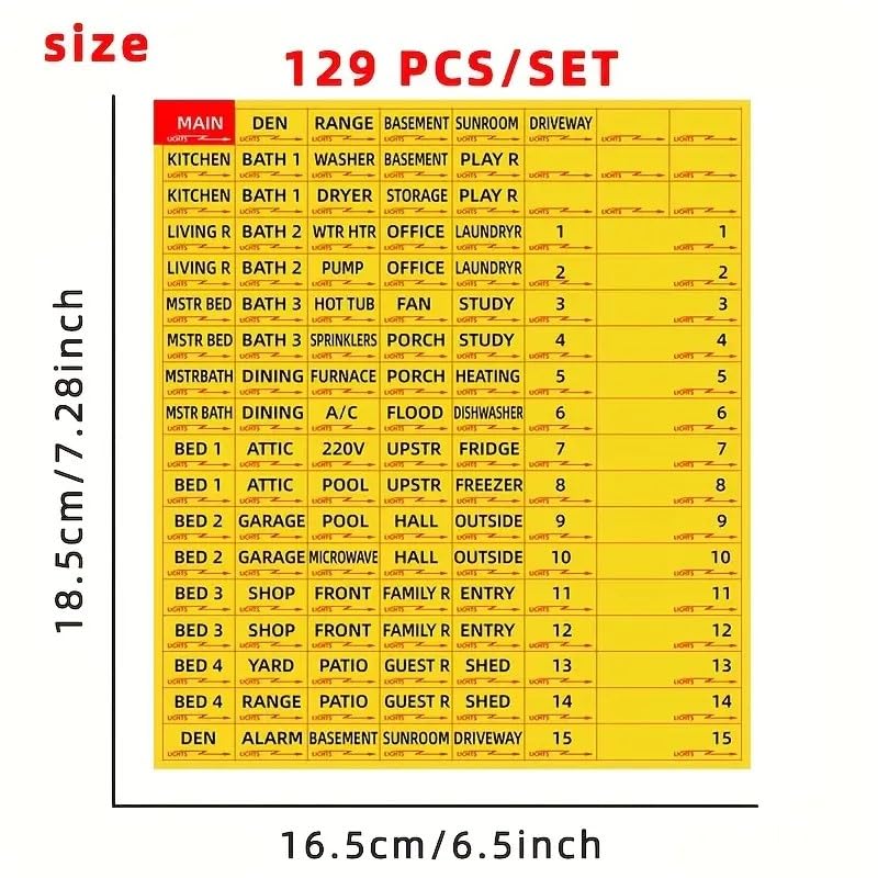 Ka'Dee Simply Beyouful 129 Circuit Breaker Box Labels Conspicuous Identification Weatherproof Fuse Box Stickers