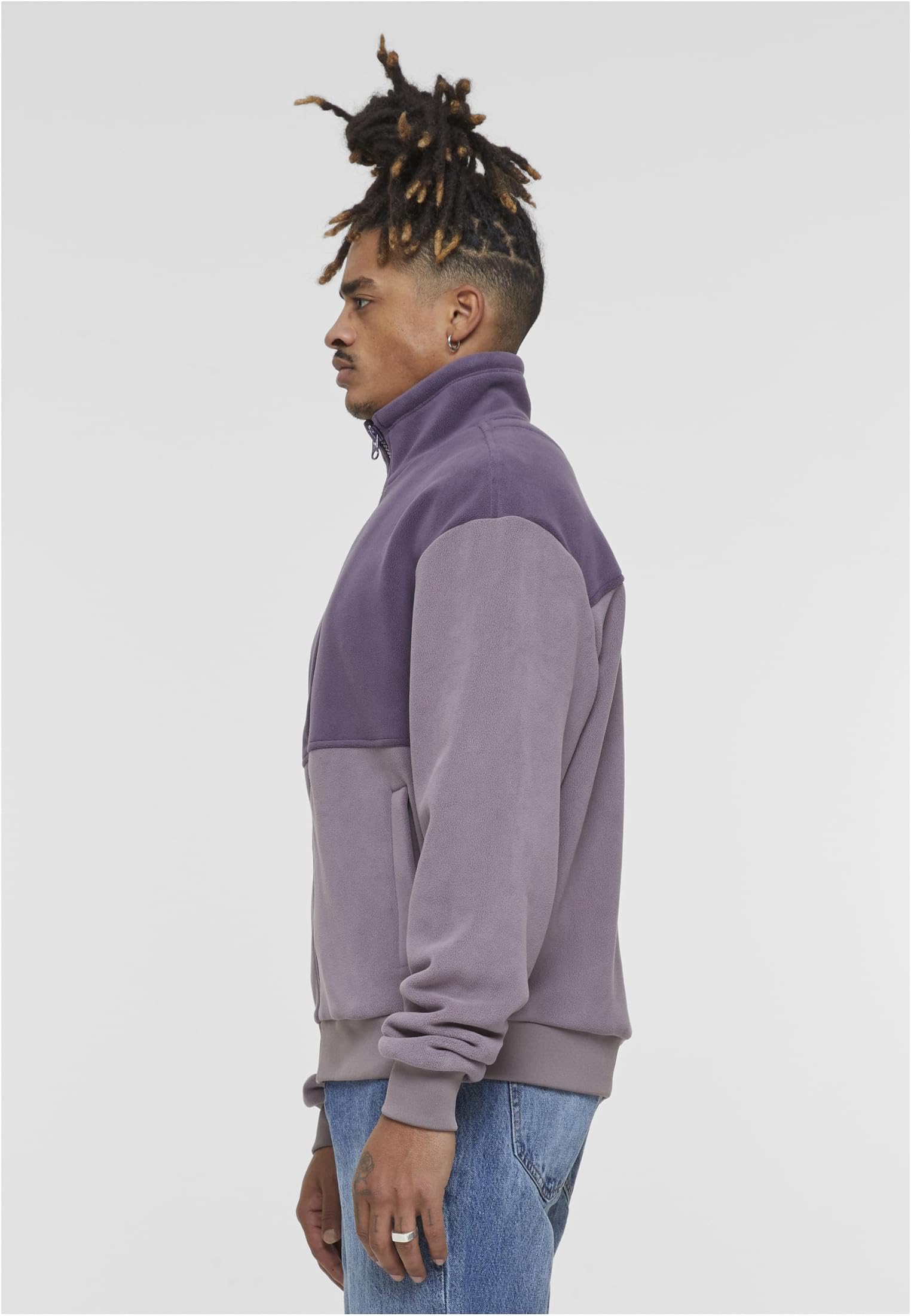 Urban Classics Męska kurtka przejściowa Colour Block Polar kurtka polarowa, lekka kurtka dla mężczyzn, dwukolorowa, krój regularny, purplenight/fadedpurple, 5XL