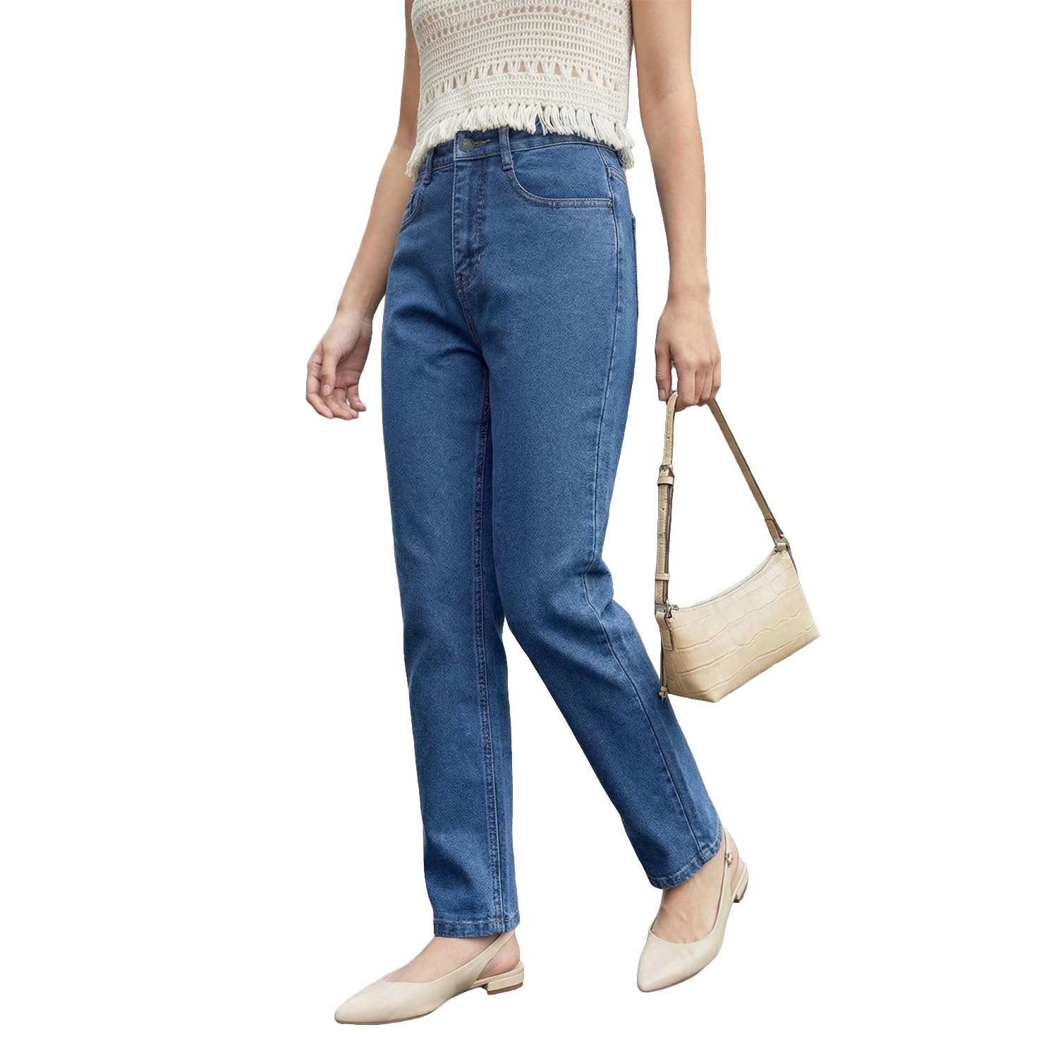 urbano fashion Women's High Rise Straight Fit Washed Jeans Non-Stretchable-picture-44