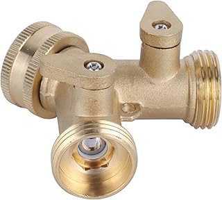 Divisor de torneira de conector de mangueira de jardim (2 vias)-NPT 3/4" conjunto de divisor de mangueira de jardim de latão para serviço pesado com 2 válvulas e gaxeta