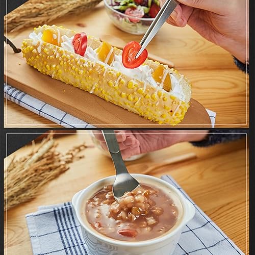 Miniatura 7 de 2 cucharas de degustación de acero inoxidable con pinzas, herramienta de chef multifuncional para chapar, degustar y decorar, 8.07 pulgadas