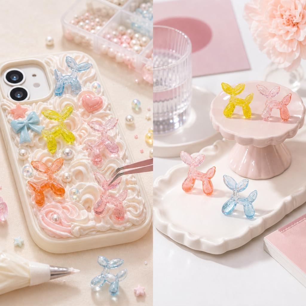 72 Pcs Mini Resin Balloon Dog Figurine Different Variety Tiny Animals Colorful Figures Miniature Little Small Figurines Bulk for Micro Fairy Garden Landscape Accessories Hide Crafts Decor image 5