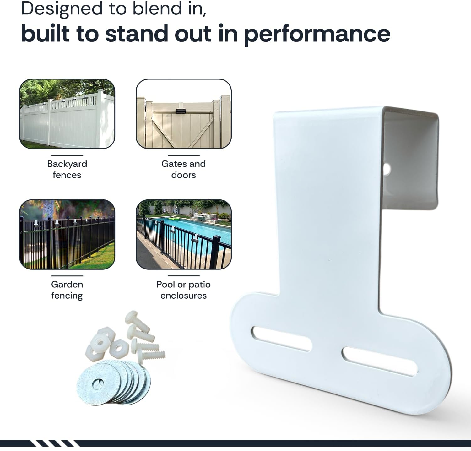 Solar LED Light Mounting Fence Bracket – Powder-Coated Aluminum, Weather-Resistant Outdoor Hanger, Panel Hook, and Sign Mount (2 Pack, White)