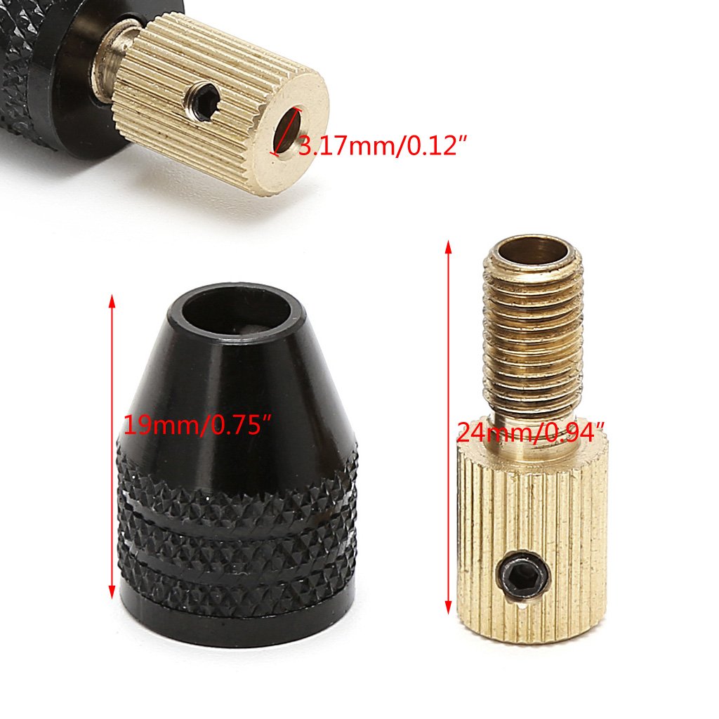 3.17mm Albero Motore Elettrico Mini Mandrino Fixture Morsetto 0.3mm-3.5mm Drill Bit Chiavi Set 3/8