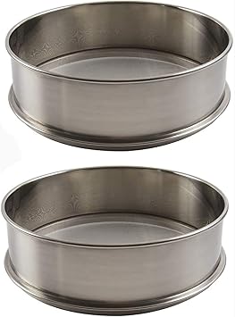 Vollum Stainless Steel Flour Sifter Sieve Set | 12" Diameter x 2.5" High - Mesh Size 0.3mm and 12" Diameter x 2.5" High - Mesh 0.6mm | Set Of Two Professional Sifters