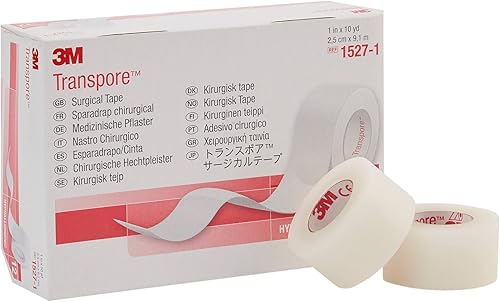 3M Transpore - Cinta quirúrgica, 1 pulgada x 10 yardas, 12 unidades (paquete de 1)
