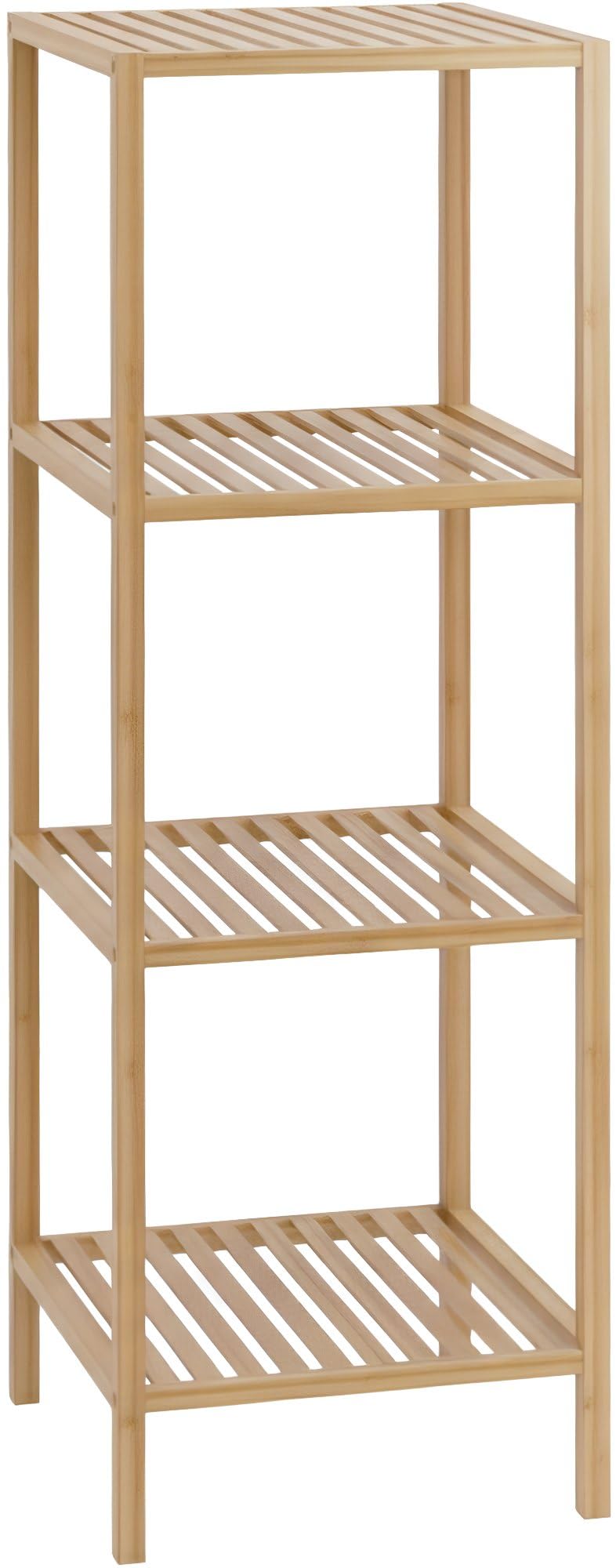 CLP Mensola bagno in bambù Zinnien, scaffale stretto, stabile e resistente, portata 10 kg per ripiano, Dimensione:M