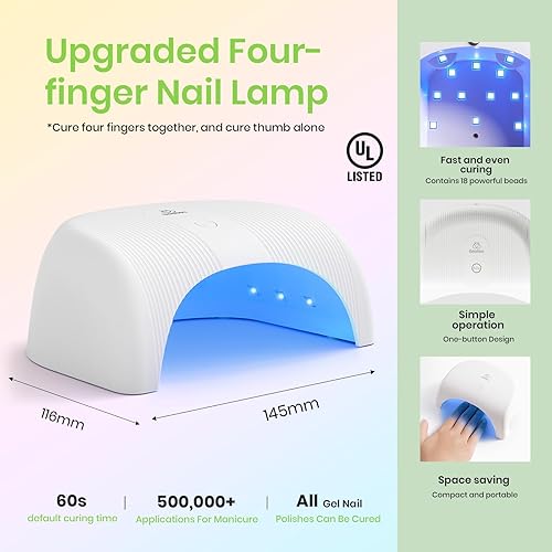 Miniatura 6 de Beetles - Juego de esmaltes de uñas de gel con luz UV, 52 piezas, kit de iniciación de gel, 32 colores de verano, pastel, rosa, azul, morado, con