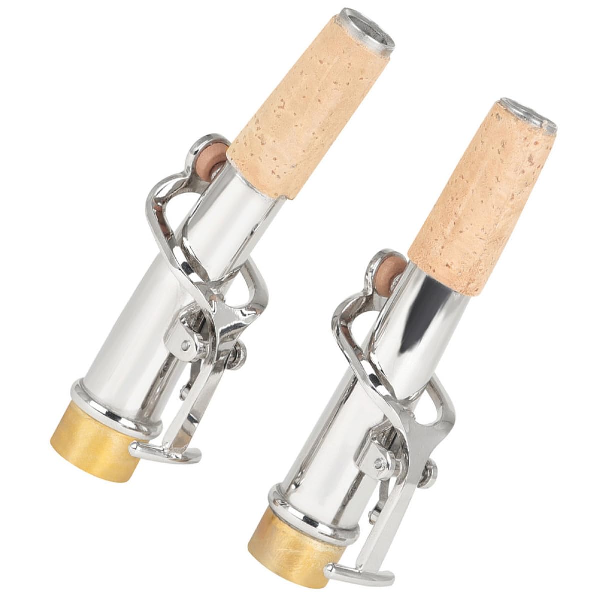 Parties de Saxophone Soprano 2 Pièces, Col Droit et Col Courbé Argenté | Cuivre et Liège, Surface Lisse, pour Cours de Musique, Adapté aux Enseignants et Étudiants