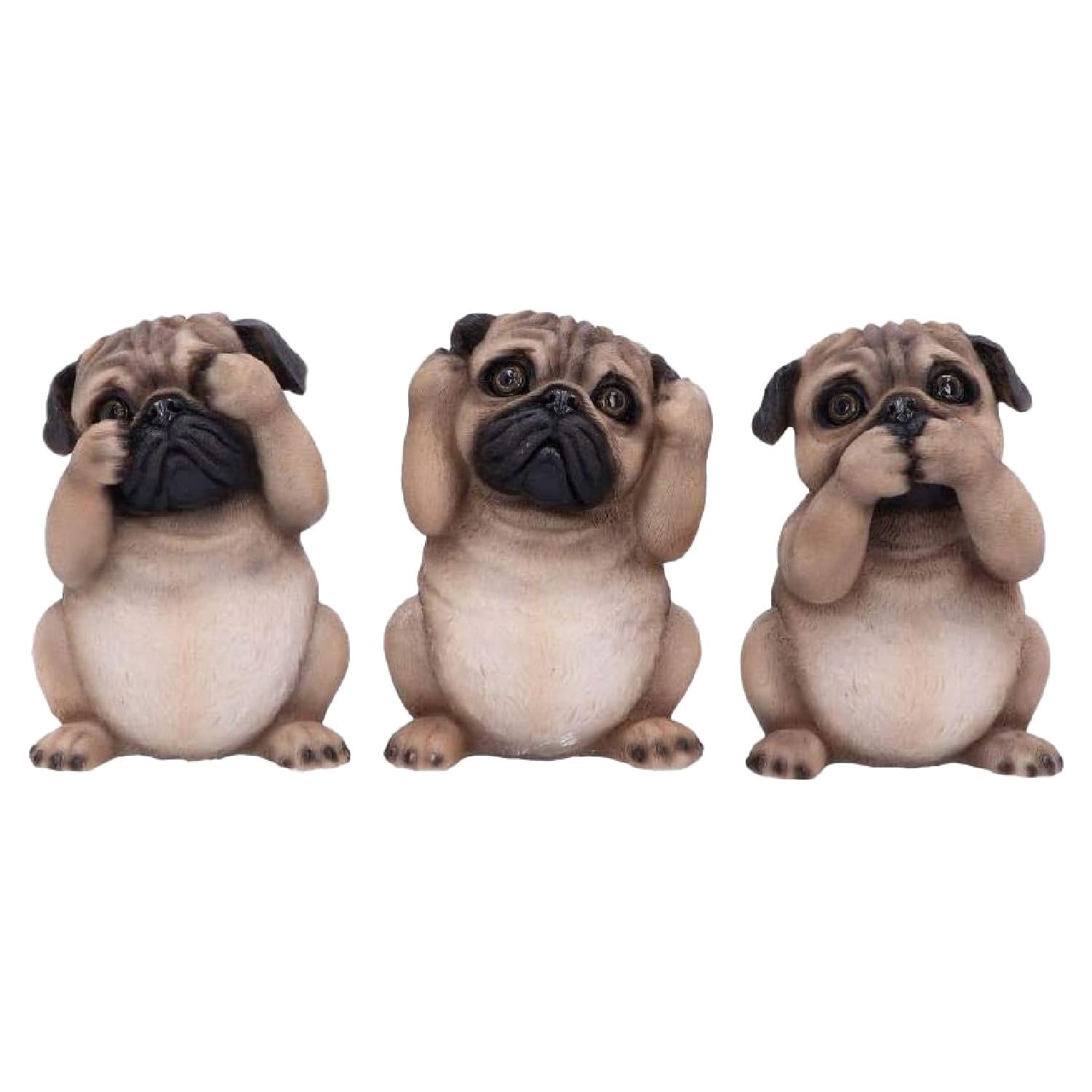 Nemesis Now Three Wise Pugs 8.5cm, Resin, Fawn