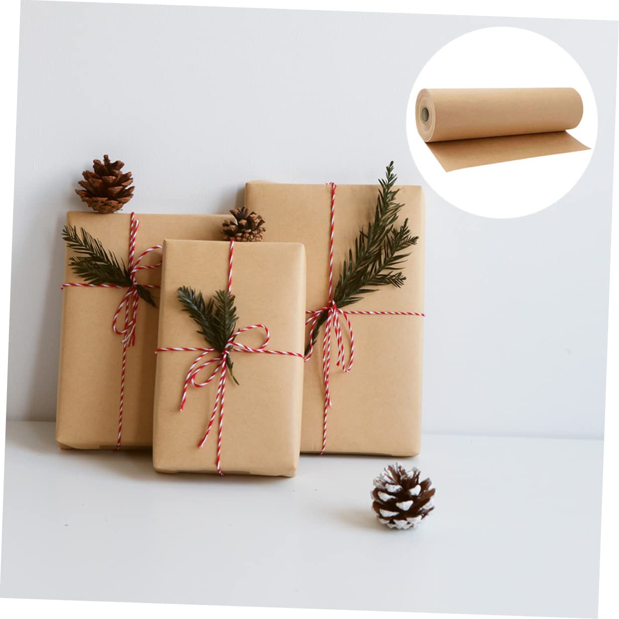 Veemoon Floral Wrapping Paper Kraft Rolls 1 Roll Brown Craft Paper for Special Occasions