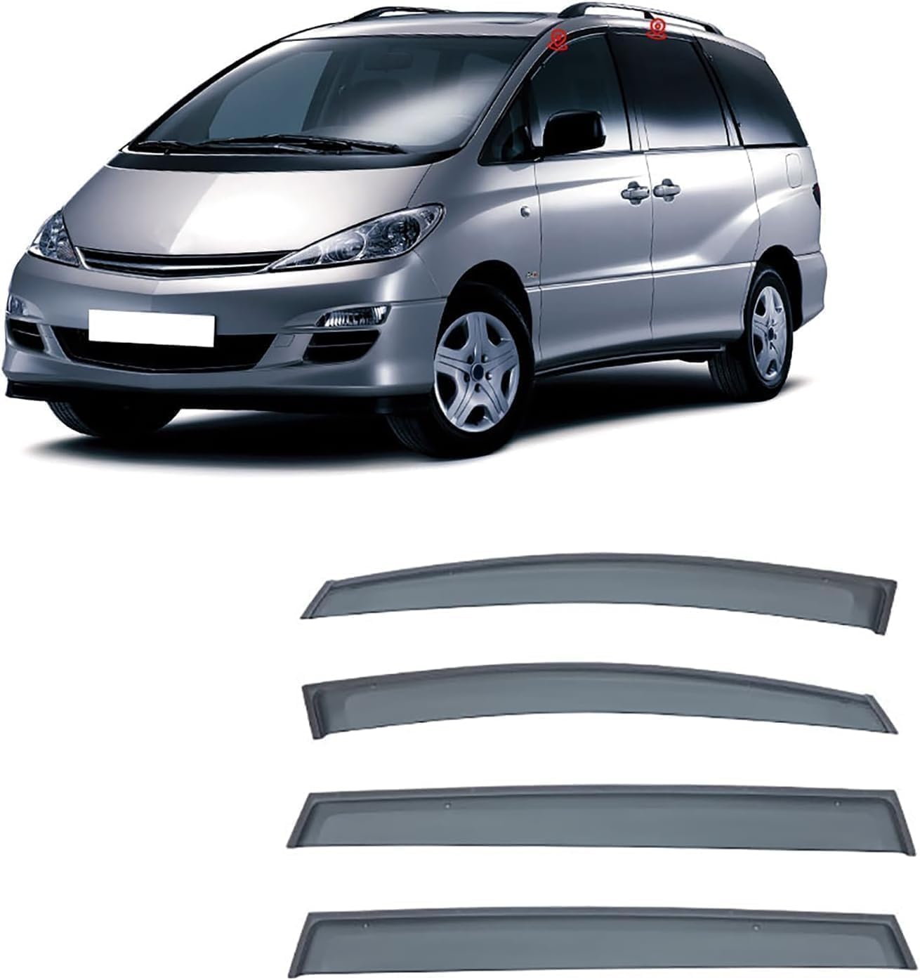 PANXUC Car Wind Deflectors for Toyota Previa MK2-XR30 XR40 2000-2005, Side Window Wind Rain Deflector Window Visor Sun Rain Guard Smoke Guards