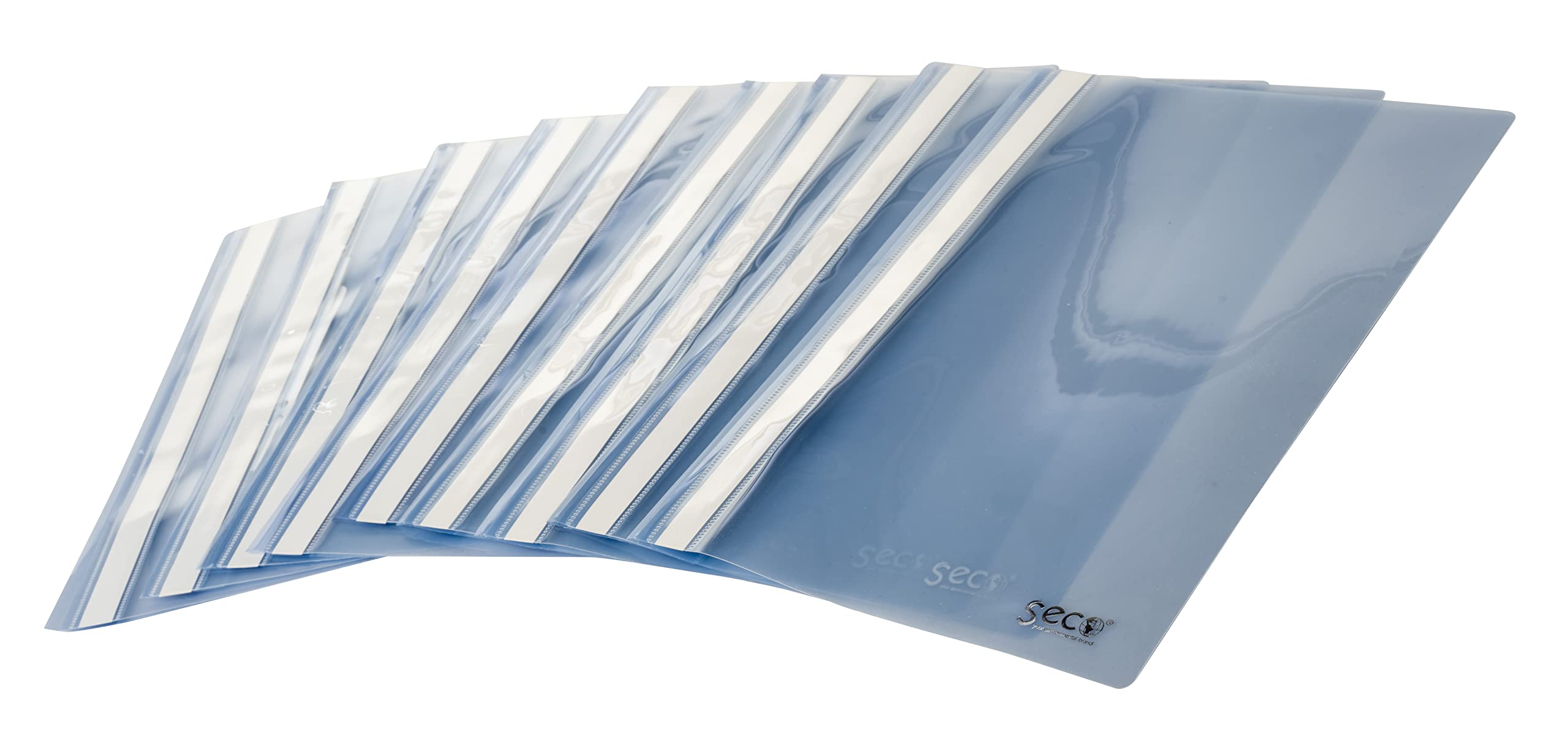 Seco Recyclable and Biodegradable Project Files. Clear Front. Opaque Black Back. Pack 10, Blue - Image 2