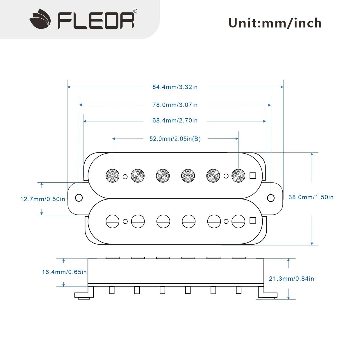FLEOR Electric Guitar Pickup Double Coil Humbucker Pickups 52mm Ceramic Bridge Pickup - (Black + Cream), Zebra - Image 2