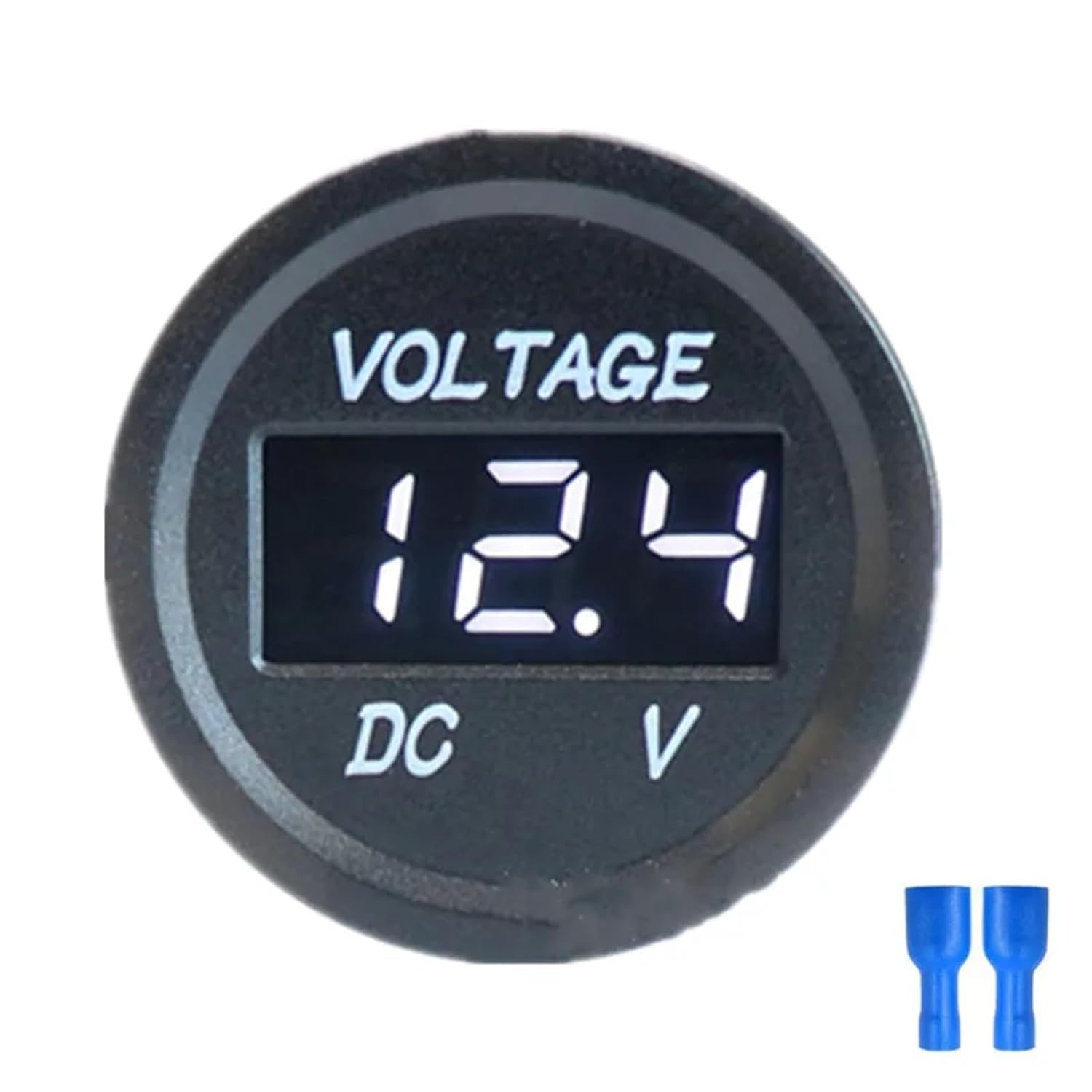 1pcs 5-48V Car Motorcycle Voltmeter Mini Digital Waterproof LED Panel Tester Display Round Volt Meter Gauge(Green)