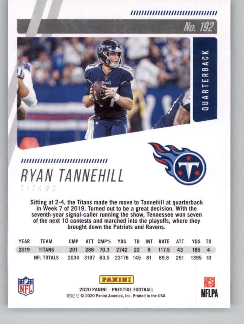 2020 Panini Prestige #192 Ryan Tannehill Tennessee Titans Football Card