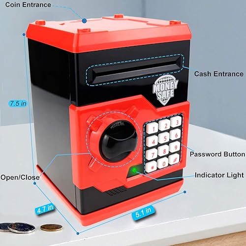 Miniatura 10 de Yoego Alcancías electrónicas para niños, gran juguete de regalo para niños y niñas, caja de ahorro de dinero con contraseña, regalo perfecto para