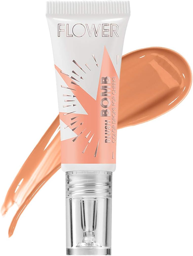 Beauty By Drew Barrymore Liquid Blush Makeup Bomb Color Drops -Silky Lightweight Formula + Gel Cream Blush for Cheeks - Radiant + Glossy Finish - Buildable + Lightweight Formula - (Nectar)