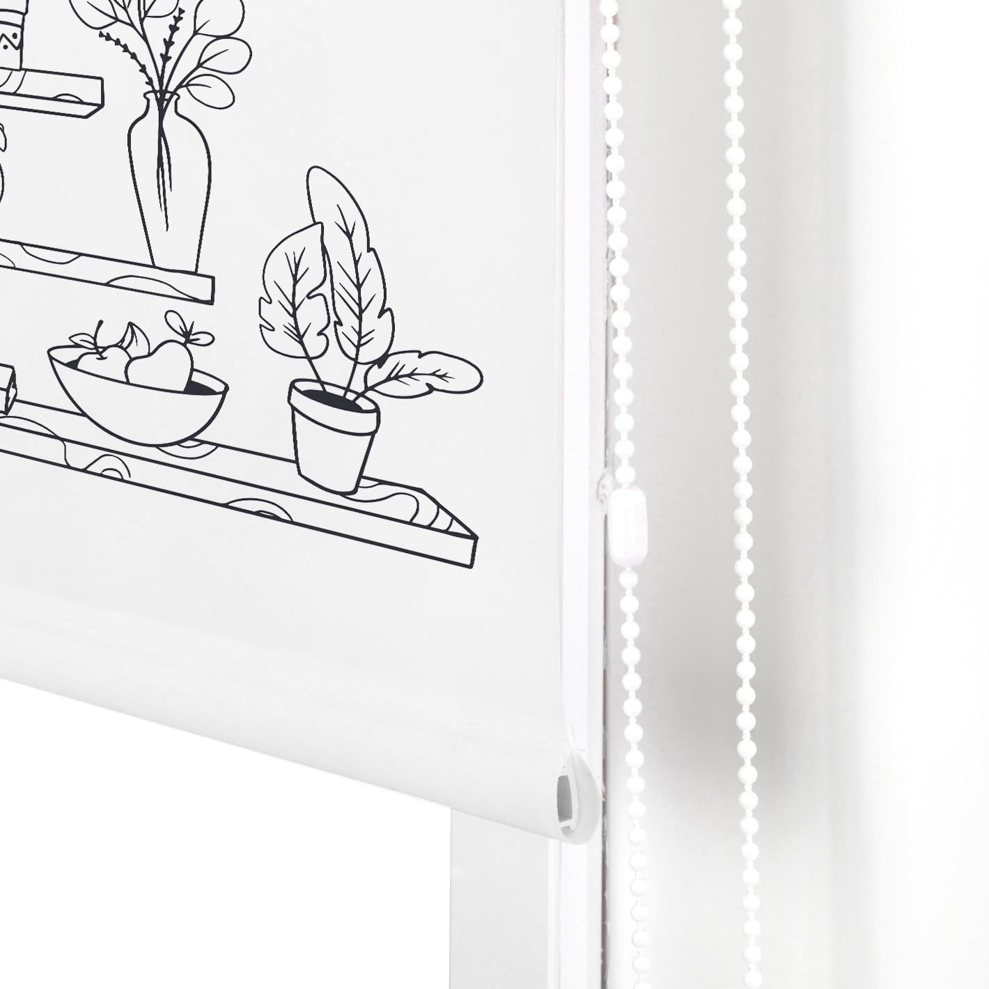 Blindecor Digital | Estor Enrollable Translúcido Estampado |Familia Cocina| Modelo C-ESTANTERIA | 110 x 180 cm (Ancho por Alto) Tamaño de la Tela 106 x 175 cm | Estores para Ventanas