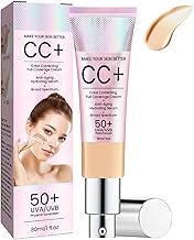 CC Cream Colour Correcting, Moisturising BB Cream with UVA/UVB 50+, Moisturising & Full Coverage CC Cream Foundation, Waterproof & Durable Sunscreen Concealer, Face Makeup