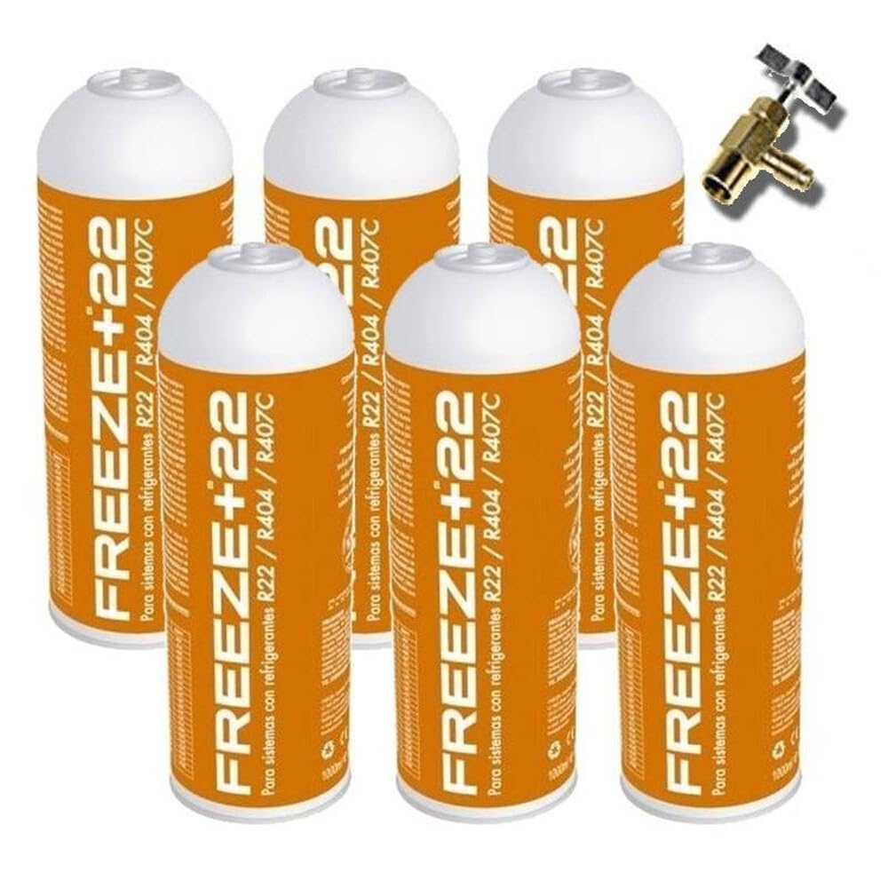 REPORSHOP - 6 Bouteilles De Congélation +R22 Gaz Réfrigérant 400Gr + Substitut De Soupape Organique R22, R404, R407C