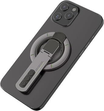 Double Magnetic Phone Holder, Magnetic Phone Ring, Compatible with MagSafe Phone Grip with 360 Rotation Phone Stand for iPhone 16/15/14/13/12 Series (Black)