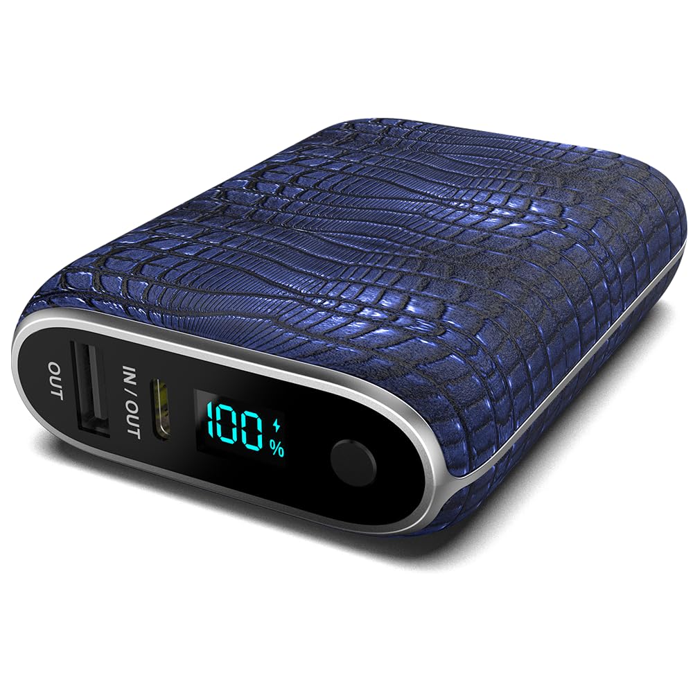 Halo RapidPack 10K DLX Power Bank | USB & USB-C Fast Charging for Multiple Devices, Smart Phones & Tablets, Synthetic Leather Wrapped, Portable