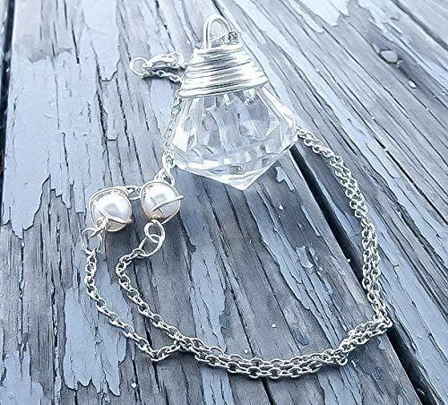 Sailor Moon Silver Imperium Crystal Necklace | Sailor Moon Cosplay | Sailor Moon Jewelry | Wire Wrapped Pearl and Crystal Necklace