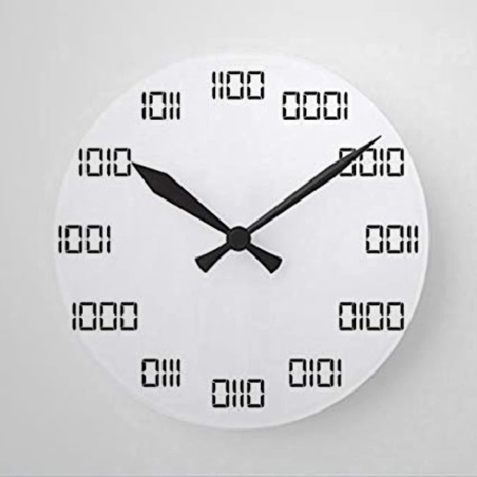 Round Wall Clock Binary Time Decorative Clock Modern Frameless Wall Clock Non-Ticking Home Clock For Kitchen Kitchen School