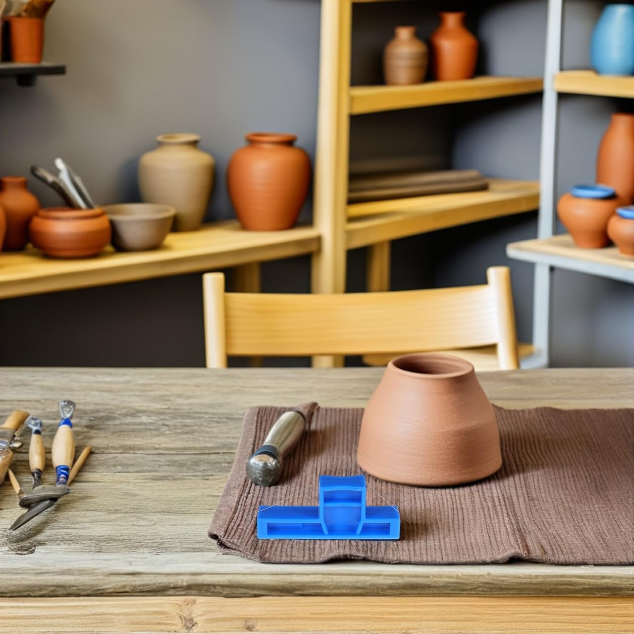 TEHAUX Angle Cutting Clay Wire Cutter Pottery Trimming Tool for Sculpting DIY Crafts Small Portable Ceramic Sculpting Cutting Tool